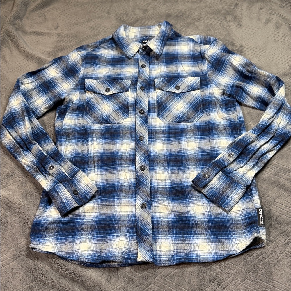 Outdoor Research Cotton Shirt Men’s Small Blue White Black